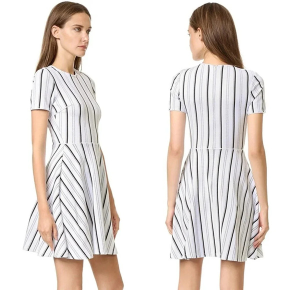 Opening Ceremony NYC Striped Fit & Flare Dress Womens Size XS Gray White Black - Picture 15 of 15